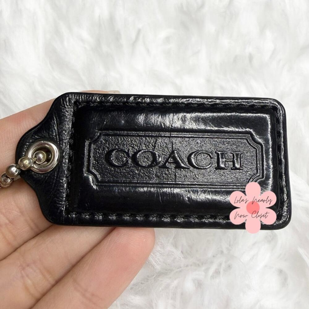 2” COACH Black Fob Bag Charm Hang tag Hangtag